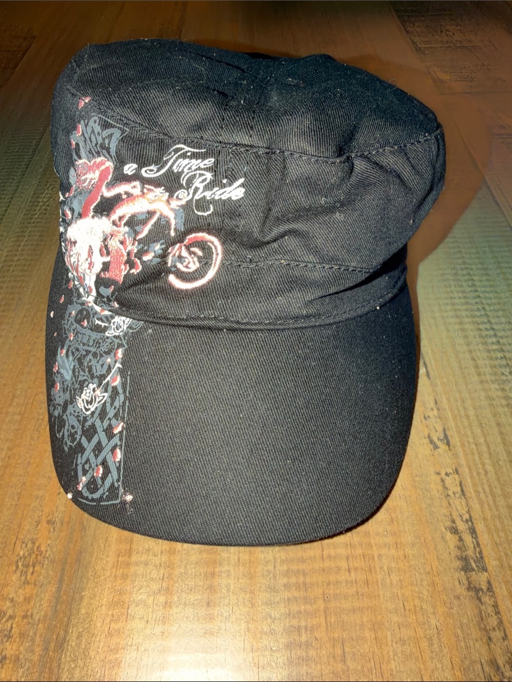 Black & pink Graphic Military-Style Cap - a Time Ride by hot leathers biker